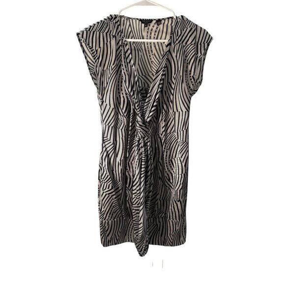 Ted Baker London Silk Black & White Abstract with Scarf Dress Size 0 EUC - Picture 6 of 8